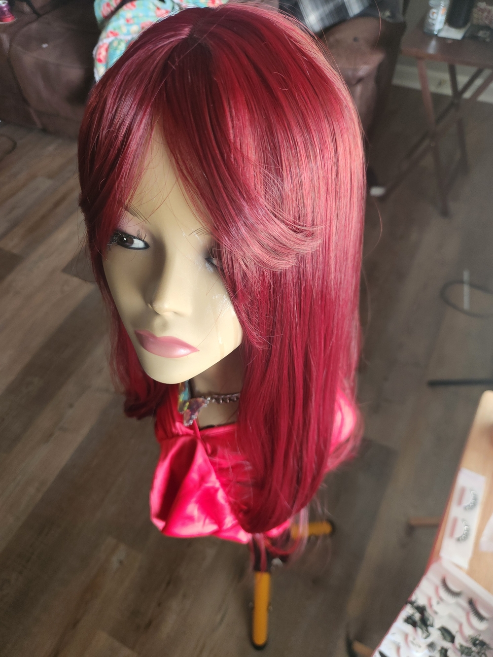 Red Long Straight Women’s Wig - Stylish Synthetic Hair